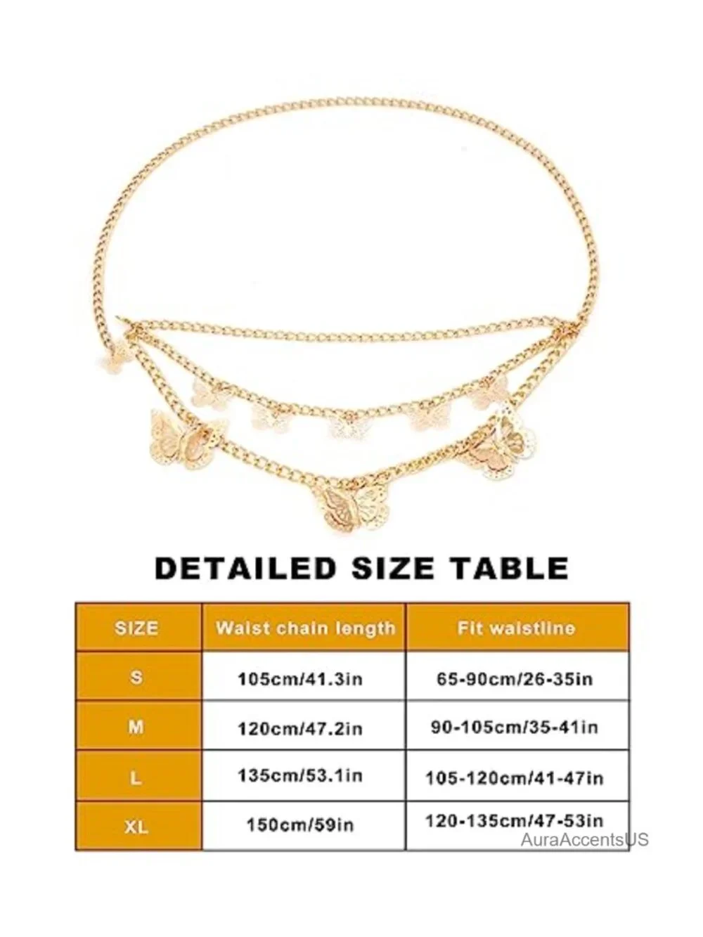 Vintage Retro Multi-Layer Butterfly Waist Chain Hollowed Pendant Decorative